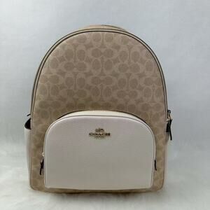 Coach Large Court Backpack In Signature Canvas CZ175 Gold/Sand/Chalk NWT